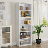 oneinmil Bookcase and Bookshelf, Floor Standing 6-Tier High Bookshelf, Display Storage Rack, Home Decorative Furniture, Suitable for Home Offices, Living Rooms, and Bedrooms,White oneinmil
