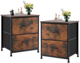 Sweetcrispy Nightstand Set of 2 with 2 Storage Drawers, 20" Height Small Bed Side Furniture End Table, Wooden Top Fabric Cabinet Kids Mini Dresser for Bedroom, Closet, Entryway, College Dorm Sweetcrispy
