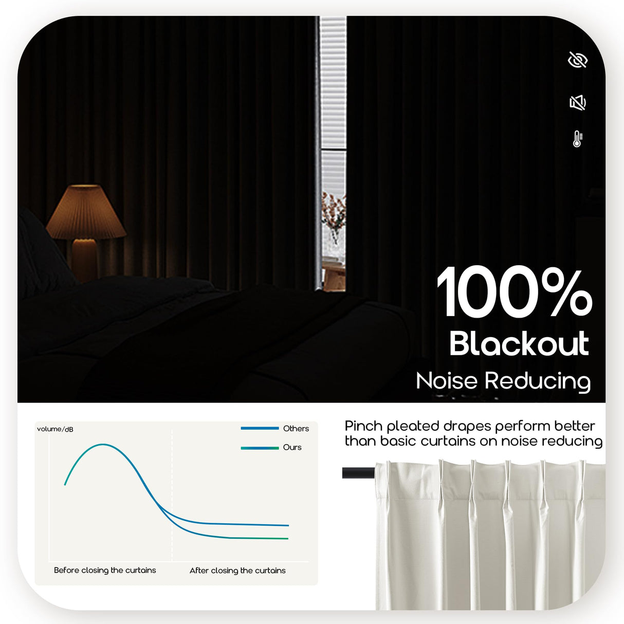 SHINELAND 108 Inch Curtains Long,Pinch Pleated Curtains Blackout Linen Black Out Extra Long Curtains for Living Room Drapes 108 Inches Long 2 Panels,Cream SHINELAND