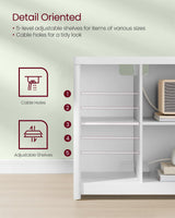 VASAGLE TV Stand for TVs up to 65 Inches, Entertainment Center with Storage Shelves, TV Console Table, Easy to Assemble, TV Cabinet for Living Room, Bedroom, Cloud White ULTV111W01 VASAGLE