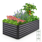 Quictent Galvanized Raised Garden Bed 6x3x2 Ft Metal Planter Box Bottomless for Backyard Outdoor, Include 1 pc Tomato Cage (Dark Gray) Quictent