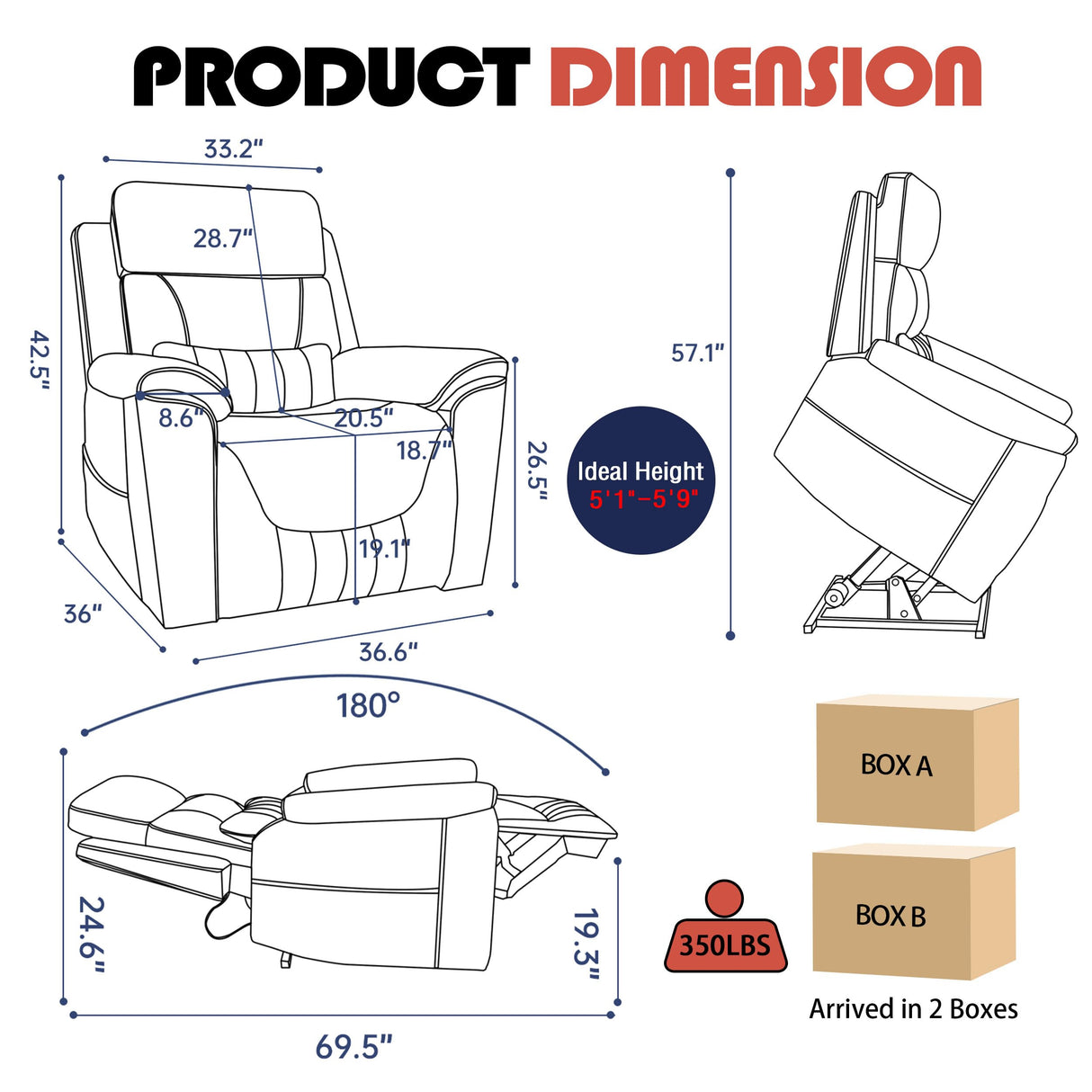 Trustyue Dual Motor Power Lift Recliner Chair with Lay Flat, Full-Body Vibration & Lumbar Heating - Lift Assist Chair for Elderly, Electric Recliner with Massage and Heat, Easy Assembly Brown Trustyue