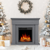 43 Inch Electric Fireplace with Mantel Wooden Surround Firebox TV Stand,FreeStanding Electric Fireplace Heater Entertainment Center,Adjustable Led Flame,750W-1500W,Grey ZAFRO