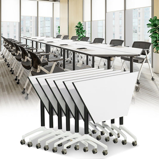 6 Pack Folding Conference Room Tables,Modern Rectangular Foldable Conference Table Flip Top Mobile Training Tables with Wheels Meeting Table for Office Meeting Room Classroom(47.2 in)