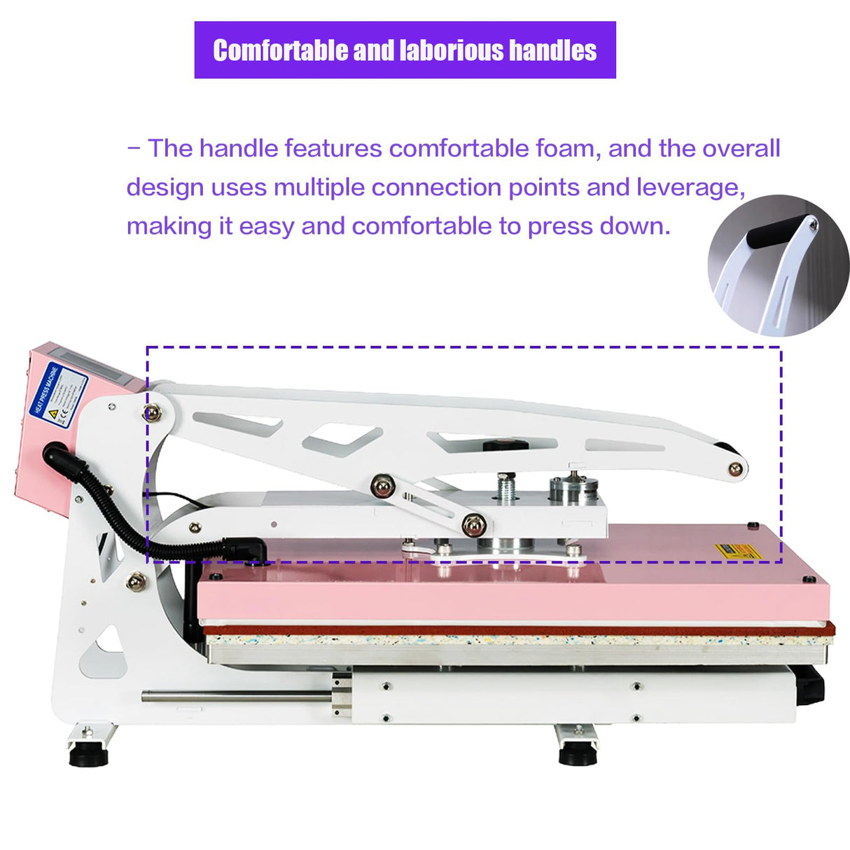 Heat Press Machine for T-Shirts: 16x24 Auto Open Semi-Automatic Sublimation Heat Press with Slide-Out Base, Clamshell Design, 110V, 2000W, for Ceramics, Bags, Cushion and More (Pink) WUMSTOT