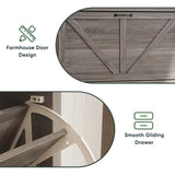 Smart Fendee Shoe Storage with 2 Flip Drawers, Farmhouse Organizer umooper with Wooden Feet, Slim Shoe Rack, Narrow Entryway Storage, Gray Smart FENDEE