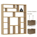 BLANKSPACE 71 Inch Tall Wooden Bookcase, 6-Tier Heavy Duty Storage Shelf with Foldable Storage Baskets - Freestanding Open Shelves for Living Room, Bedroom, Yuzu Oak BLANKSPACE