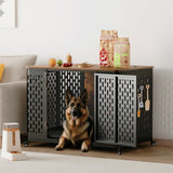 ONBRILL Dog Crate Furniture for Large and Medium Dogs, 43.7 Inch Dog Crate with Cushion & Wheels, Decorative End Table Pet House for Large/Medium/Small Dog, Rustic Brown ONBRILL