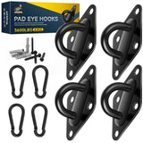 Hammock Hooks Hanging kit- Hammock Hooks Heavy Duty with 4Pcs M10 304 Stainless Steel Pad Eye Hooks, 4Pcs 10MM Snap Hooks,16Pcs Heavy-Duty Screws- Hammock hook for Wall/Ceiling Mount Indoor & Outdoor XIEKRAB