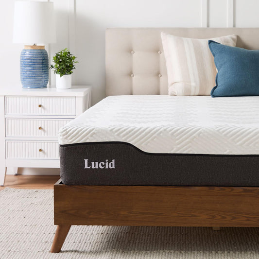 Lucid 12 Inch Hybrid Memory Foam Infused with Bamboo Charcoal and Aloe Vera-Encased Spring Support-Medium Plush Feel-Motion Isolation Mattress, Twin XL, White