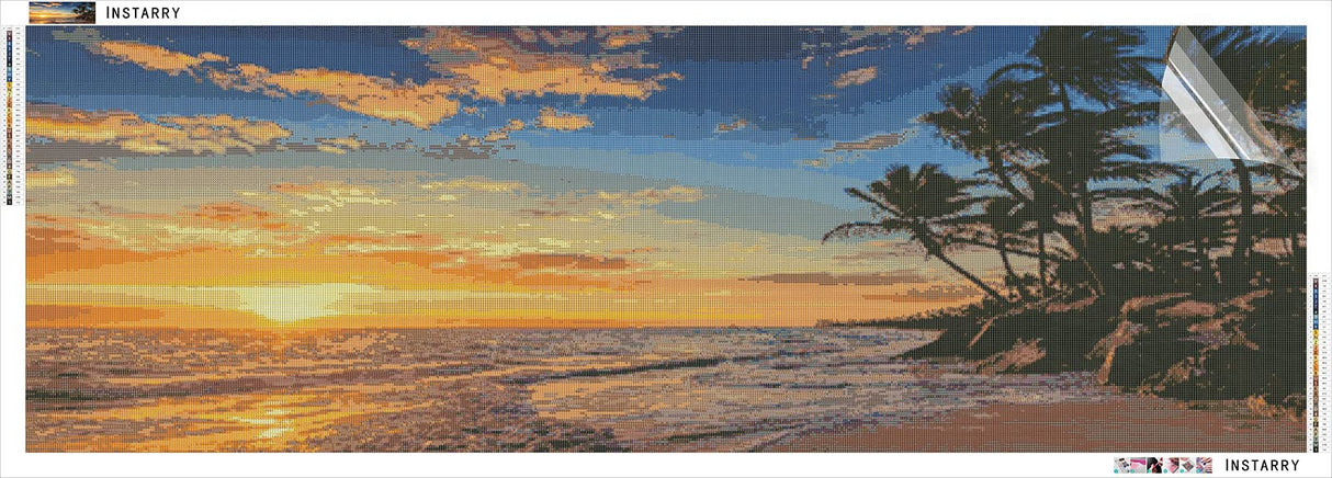 Instarry DIY 5D Diamond Painting Large Size Full Drill Beach and Sunset Rhinestones Cross Stitch Living Room Decorations for Wall Craft Kits 47.2x15.7 inch Instarry