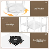 Rengue Rotating Bookshelf, 4-Tier 360 Revolving Bookcase Spinning Bookshelf Square Corner Bookshelf Organizer Storage Rack for Small Space,Bedroom, Study Room, White Rengue