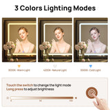 GREENSTELL Vanity Makeup Desk with Mirror and Lights, Makeup Table with Power Strip, 11 Storage Area, 3 Color Mode with Adjustable Brightness, 3 Desktop Compartments, Dressing Table, 32.6",Black GREENSTELL