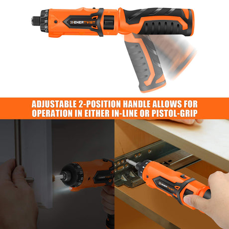 ENERTWIST Cordless Screwdriver, 8V Max 10Nm Electric Screwdriver Rechargeable Set with 82 Accessory Kit and Charger in Carrying Case, 21+1 Cluth, Dual Position Handle, LED Light, ET-CS-8 ENERTWIST