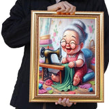 GUMITOON Diamond Art Kits for Adults-Diamond Art Paintings-Cartoon Grandma Full Drill Diamond Dots Paintings for Beginners, Round 5D Paint with Diamonds Pictures Gem DIY Crafts Kits 12"x16" GUMITOON