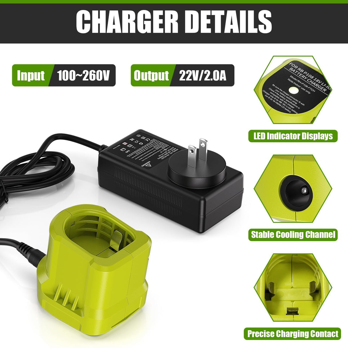 Upgraded 3.8Ah Replacement for Ryobi 18V Battery Lithium and Charger Compatible with Ryobi 18 Volt Battery ONE+ Plus P102 P103 P104 P105 P107 P108 P109 Cordless Tools TURPOW