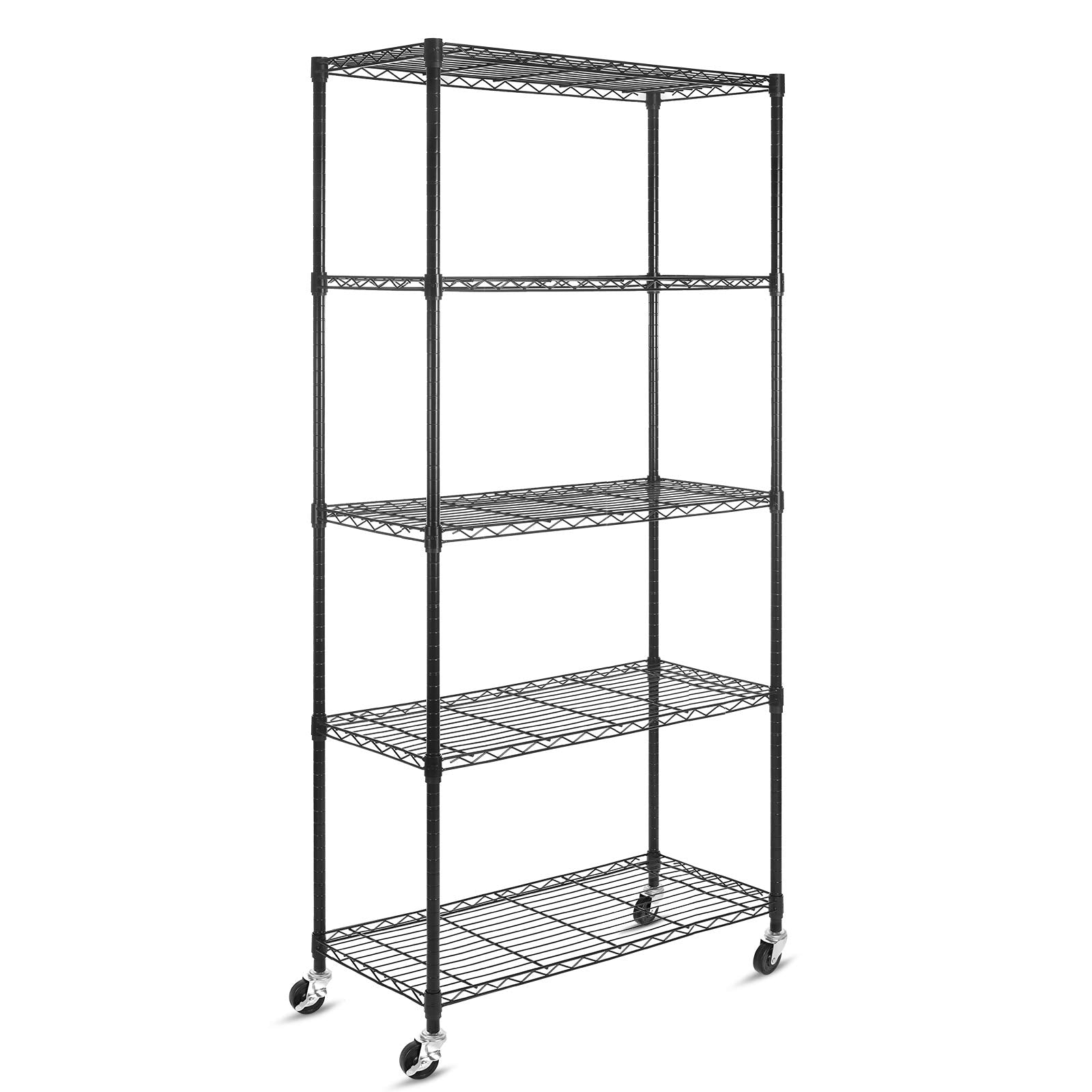 WDT 5 Tier Shelf Shelving Unit with Wheels,Adjustable Metal Shelves for Storage, NSF Certified Wire Shelving Rack,1750Lbs Capacity Heavy Duty - WoodArtSupply