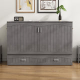 Harper & Bright Designs Murphy Bed Queen Cabinet Built-in USB Charging Station and Large Storage Drawer, Hidden Guest Cube Chest Beds for Bedroom/Living Room/Apartment Gray Harper & Bright Designs