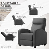 JUMMICO Recliner Chair Adjustable Home Theater Single Recliner Sofa Furniture with Thick Seat Cushion and Backrest Modern Living Room Recliners (Fabric, Aurora Grey) JUMMICO