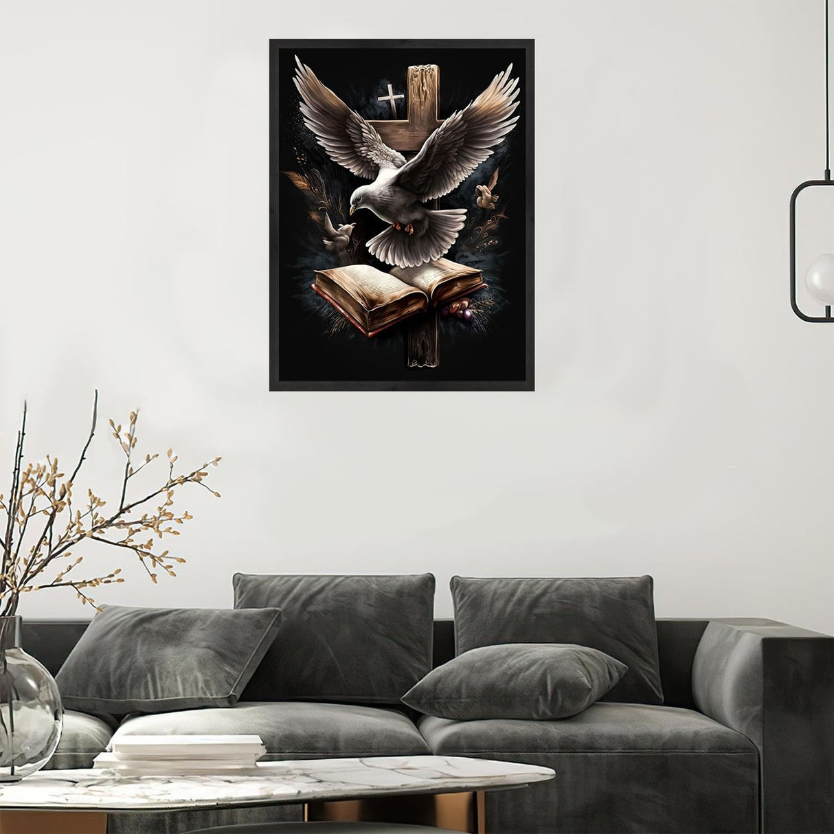 NWQZBYHT Religious Cross 5D Diamond Painting Kits for Adults,Bird Diamond Art Kits for Adults,DIY Round Full Drill Gem Art Kits for Beginner,Diamond Dots Picture Crafts Home Wall Decor 12x16 Inch NWQZBYHT