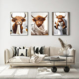 Diamond Art Kits for Adults Beginner, 3 Pack Funny Highland Cow Diamond Painting Kits 5D Diamond Dots Gem Art Crafts with Tools Round Full Drill Funny Crafts for Home Wall Decor&Gift 12X16 inch Fairyland JinWenn