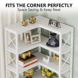 Tribesigns 7-Shelf Corner Bookshelf,Large Modern Corner Bookcase, 7-Tier Tall Corner Shelf Storage Display Rack with Metal Frame for Living Room Home Office (White) Tribesigns