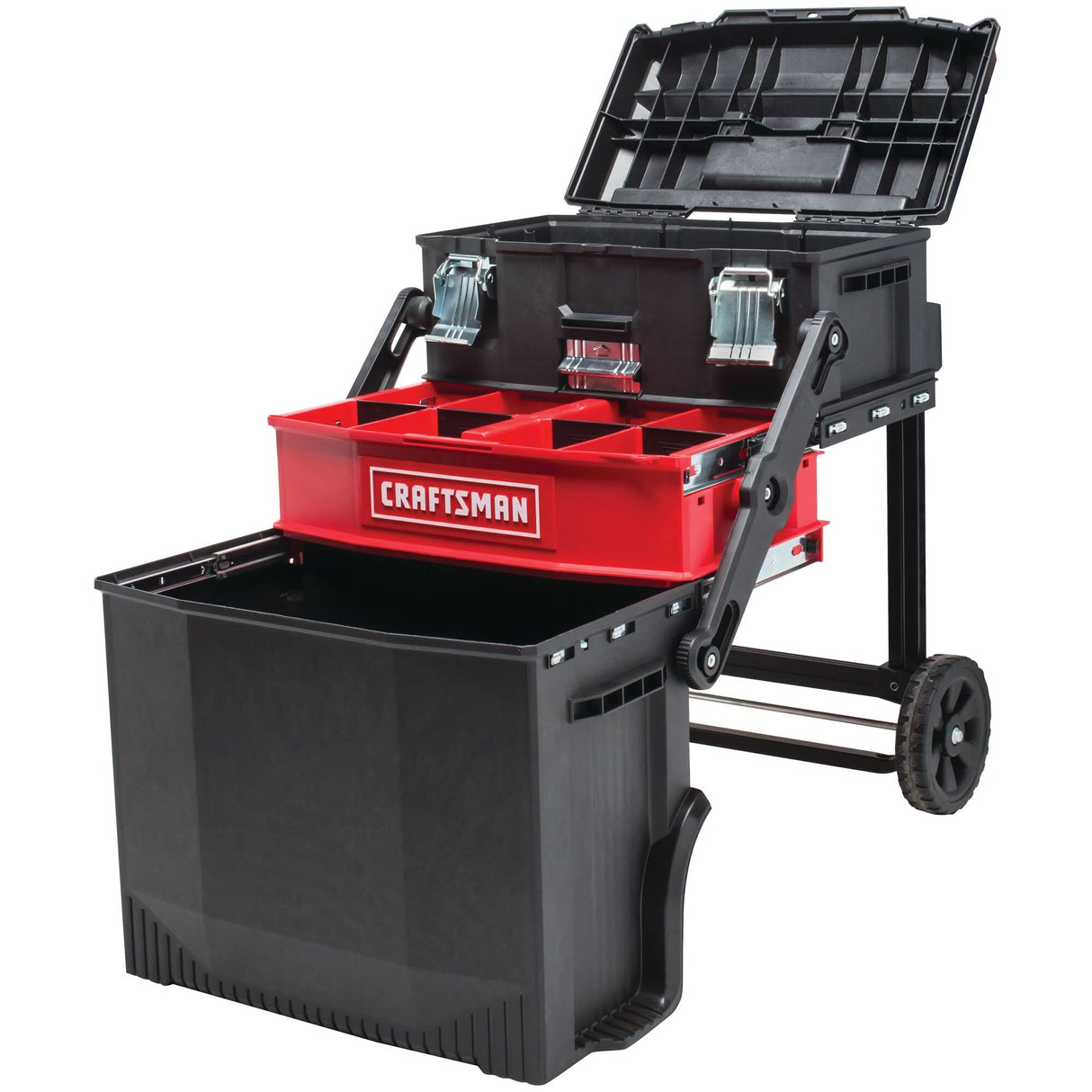 CRAFTSMAN 22-in. Rolling Tool Box with Wheels, Black, Plastic, Lockable (CMST20880) CRAFTSMAN