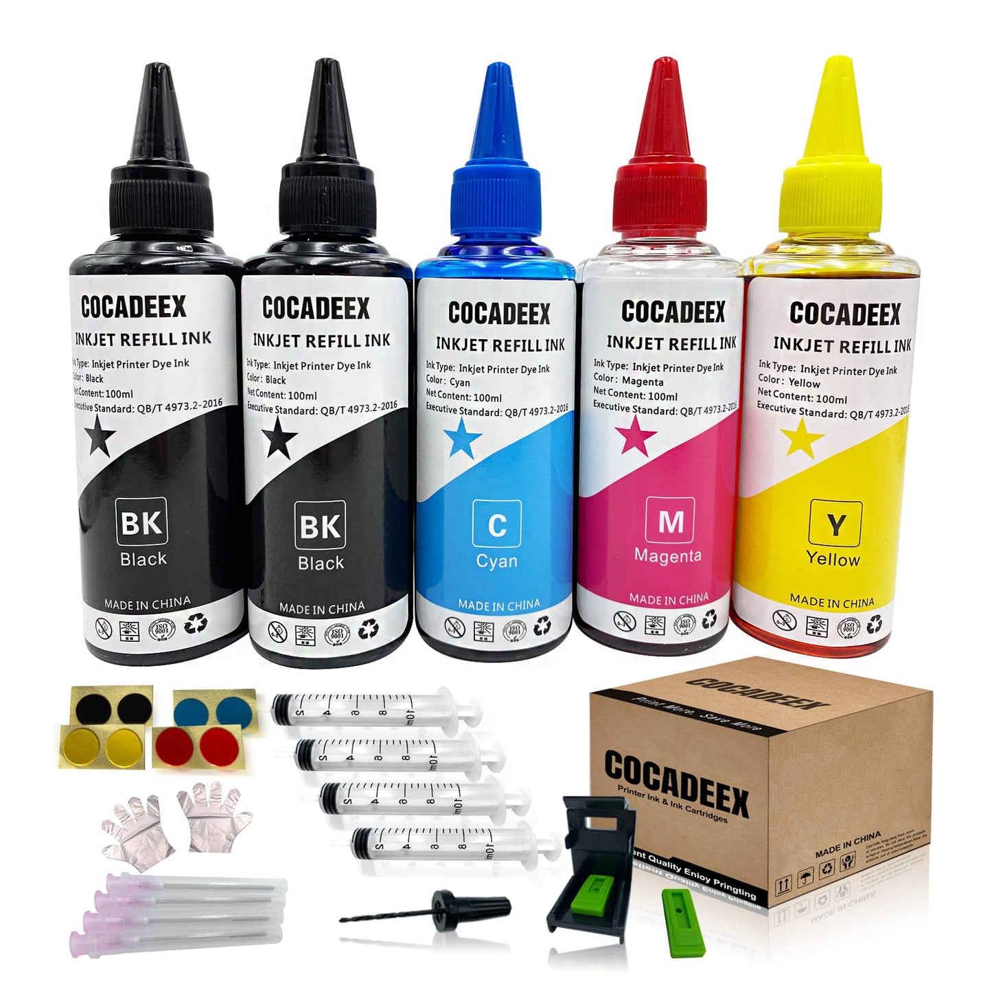 COCADEEX 500ml Ink Refill Kit Compatible with Ink Cartridges 67XL 65XL 64XL 63XL 62XL 67 65 64 63 62