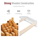 Merax Queen Size Wood Platform Bed with Headboard – White Finish, No Box Spring Needed Merax