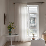 Deeprove White Boho Curtains 72 inches Long with Tassel for Bedroom Living Room, Bohemian Moroccan Sheer Embroidery Rustic Farmhouse Cotton Linen French Country Window Drape, W52 x L72, 1 Panel Deeprove