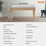VEVOR Upholstered Bench for Bedroom end of Bed, Vanity Foam Padded Cushion & Rubberwood Legs, Tufted Footrest Stool Entryway for Dining, Living Room, Piano, Hallway, 32 x 16 x 19 Inches, Beige VEVOR
