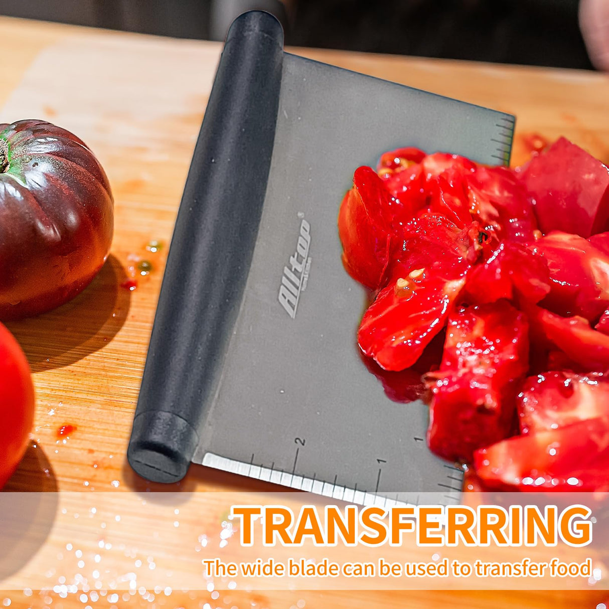 ALLTOP Bench Scraper & Chopper for Kitchen - Ideal Baking Essential Utensil,Stainless Steel Pastry/Dough/Food Cutter Tool for Cake Pizza Bread,Grilling,Cooking - 1 Pack ALLTOP