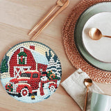 ijbnhd 8 PCS Christmas Diamond Art Coasters Kit, Christmas Truck Diamond Painting Coasters with Holder, Arts and Crafts Supplies Astral 4X4inch (Cork Wooden Pad) ijbnhd
