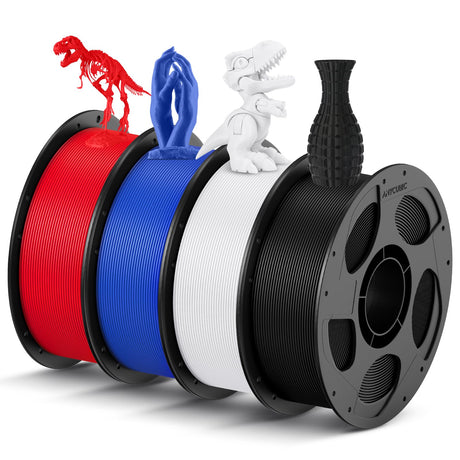 ANYCUBIC PLA Filament 1.75mm Bundle, 3D Printing PLA Filament 1.75mm Dimensional Accuracy +/- 0.02mm, 1KG Reusable Spool (2.2 lbs), 4KG Black + White + Blue + Red ANYCUBIC