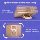 1500 Pieces Rotating Puzzle Board with Tilting and Cover, 36.2’x25.2’ Portable Wooden Jigsaw Puzzle Table with Lazy Susan and Drawers for Adults, Gift for Mom, Family, Friend Miereirl