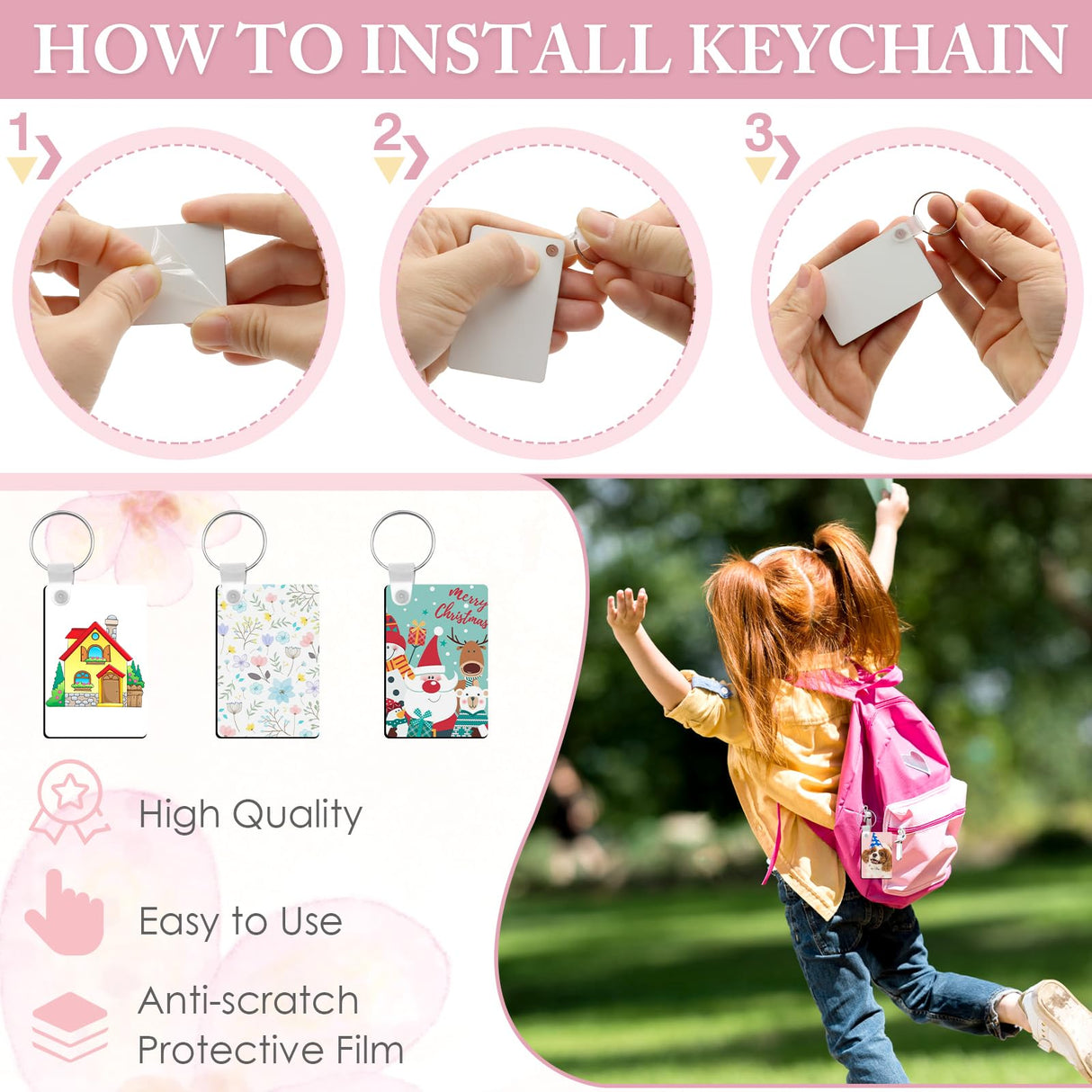 SPOKKI 180 Pieces Sublimation Keychain Blanks Bulk, Double Side Heat Transfer Sublimation Ornament Blanks Blanks, 60 Sets Keychain Rings and Jump Rings for DIY Keychain Crafting (Rectangle) SPOKKI