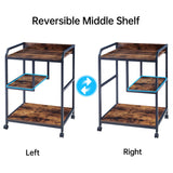 Fannova 22 x 18 Inch Large Printer Stand, Mobile Printer Table with Wheels for Home Office Storage and Organization, PC Tower Stand, Host Computer Cart, Shelf for Desktop CPU Shredder - Rustic Brown Fannova