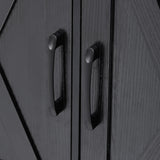 Hlcodca 46.5'' Farmhouse Kitchen Island with Charging Station, Drop Leaf & Bead Drape - Mobile Rolling Cart, Ample Storage, Rustic Wood Grain Countertop for Compact Spaces (Black+Brown) Hlcodca