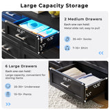 VIAGDO Dresser for Bedroom with 8 Drawers, Chest of Drawers with LED Light, Tall Wide Dresser for Storage and Organization, Black Dresser for Bedroom, Living Room, Closet VIAGDO