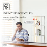 FENLO Fancy - LED Display Shelf with Dimmable Lights, LED Floor Lamps for Living Room, Sturdy Corner Curio Cabinet Display, Tall Floor Lamps with Shelves FENLO