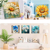 6 Pack Paint by Numbers Kit for Adults/Kids, Easy Framed Adults Paint by Numbers Kits, DIY Simple Flowers Acrylic Oil Painting Number Kits for Home Wall Decor (8 x 8 Inch) SYDYLH