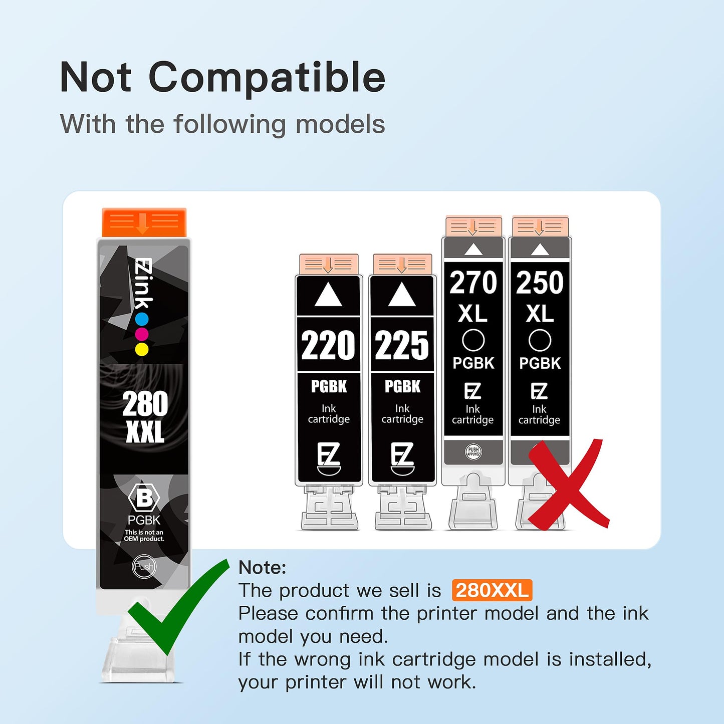 E-Z Ink Compatible Ink Cartridge Replacement for Canon PGI-280XXL CLI-281XXL 280 XXL 281 XXL Compatible with TR8620a TR8620 TS702a TS9520 TS9521C TR8520 TS6220 TS6320 TS8220 (5 Pack)