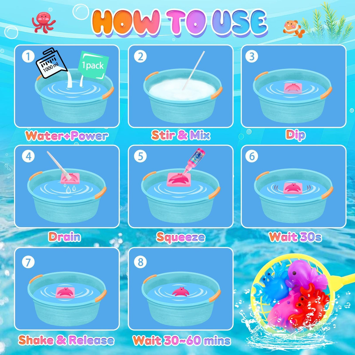 Magic Water Elf Toy Kit, Aqua Water Fairy Water Gel Kit for Kids, Water Elf Toy with 12 Magic Gel and 18 Shape Mold, Arts & Crafts DIY Set for Boys Girls Birthday Gifts Make Your Own Squishies MACALOCA