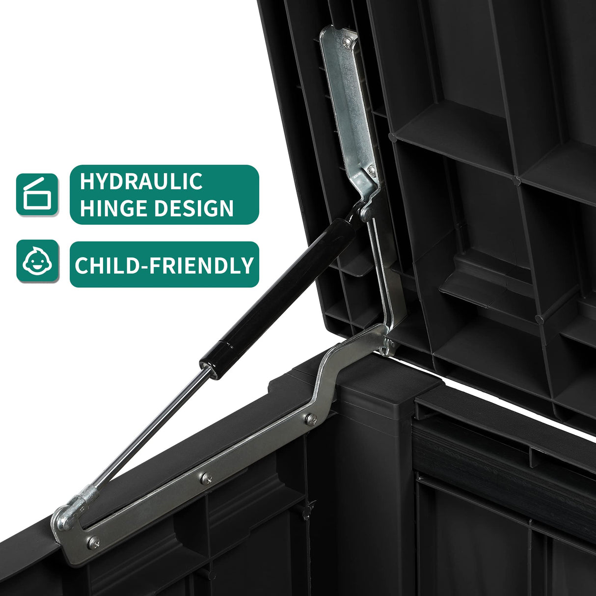 YITAHOME 120 Gallon Large Deck Box, Resin Outdoor Storage Box for Outdoor Pillows, Garden Tools and Pool Supplies, Waterproof, Lockable, Black YITAHOME