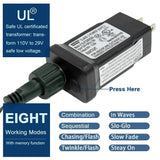 Decute 300LED Christmas String Lights Outdoor Waterproof 105FT UL Certified with End-to-End Plug 8 Modes, Warm White Indoor Starry Fairy Lights for Christmas Tree Patio Garden Wedding Party Decor Decute