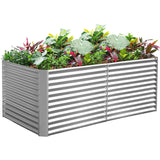 Land Guard 8x4x3ft Rectangular Galvanized Raised Garden Beds, 36" Tall Large-Capacity Metal Planter Box Outdoor, Durable Deep Raised Garden Bed, Raised Beds for Gardening Vegetables, Classic Silver Land Guard