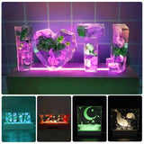 Homimor 2pcs 11.81 Inch Wooden LED Light Display Pedestal, Wooden Rectangle LED Lights Display Base for Acrylic, Crystal Light Base Stand for Crystal Display Glass Art Homimor