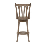 Hillsdale 29.5" Savana Wood Swival Bar Height Stool, Brown Gray Hillsdale