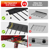 CFMASTER Power Tool Organizer Wall Mount wtih Charging Station,4 Drill Holder Wall Mount with 8 Outlet Power Strip,3 Layers Heavy Duty Tool Rack with Hooks,Screwdriver Organizer in Workbench,Garage CFMASTER