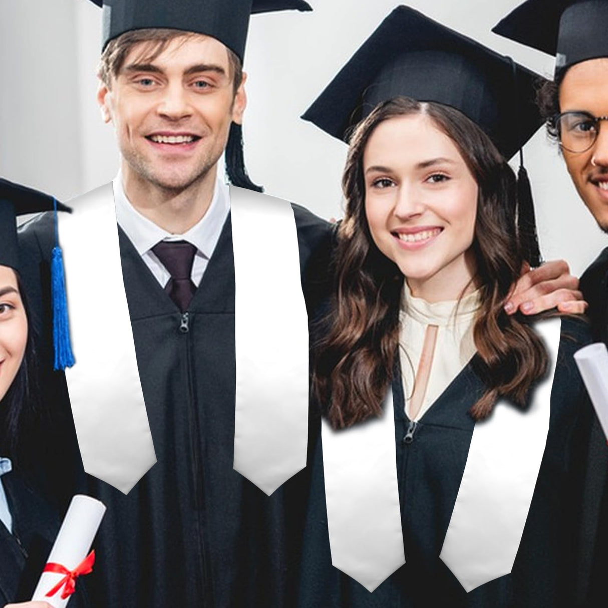 2 PCS 30" Graduation Stole Unisex White Plain Sublimation Stoles Blanks Graduation Sash 2024 Honor Stole for School/Church Ceremony Teaaha